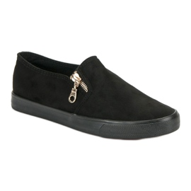 Sport Suede Slipons With A Zipper black 1