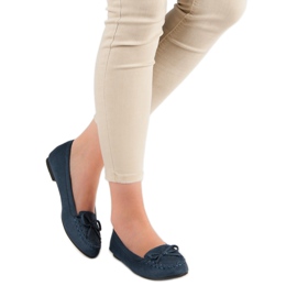 Small Swan Navy blue loafers with a bow 2