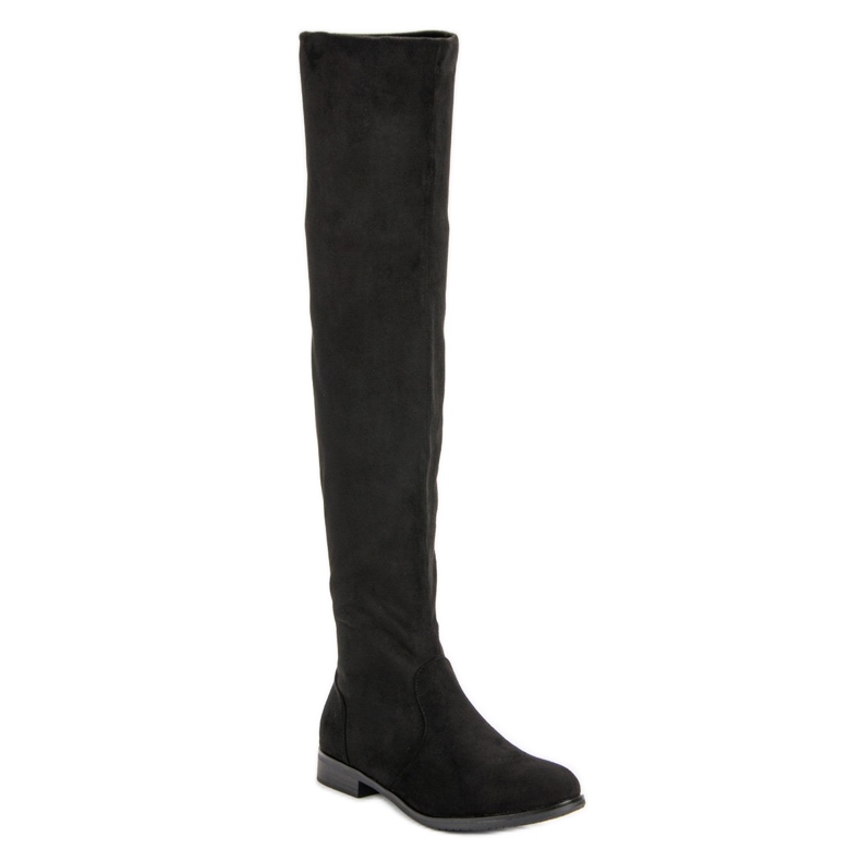 Suede thigh boots black 1