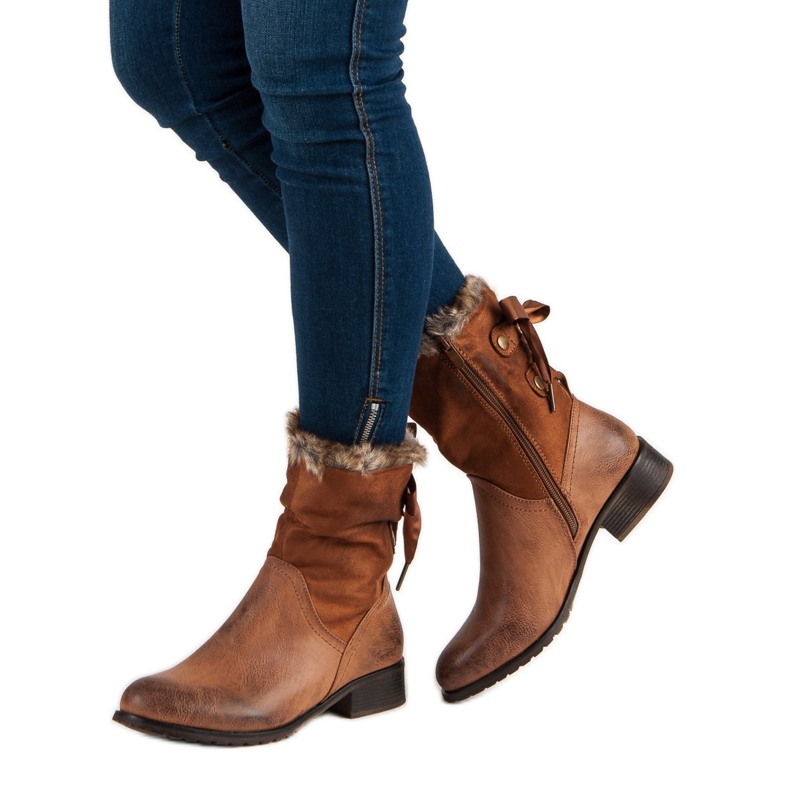 SDS Camel Booties With A Bow brown 1