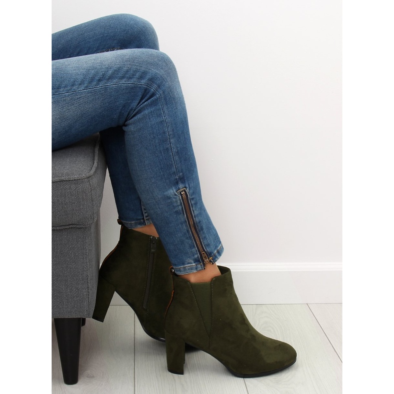 Green high-heeled boots A5580 Olive 1