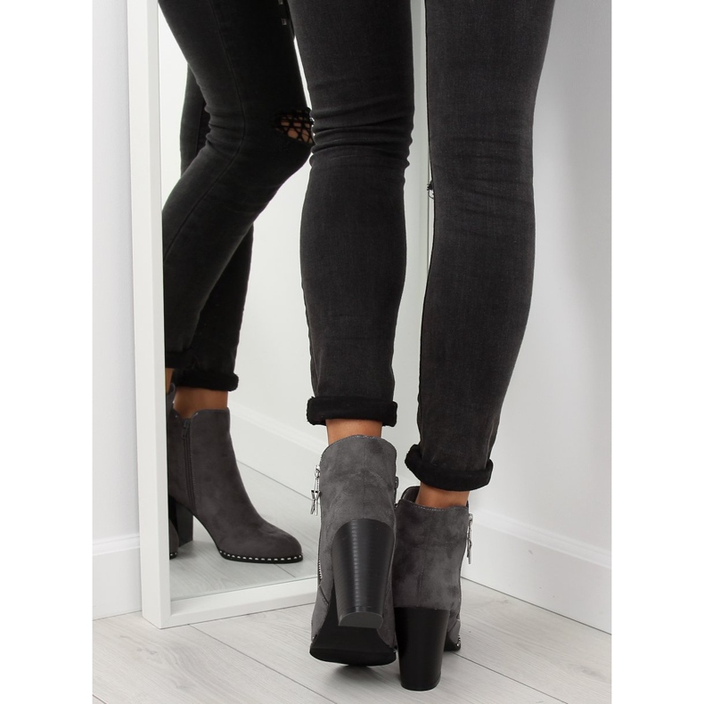 Boots on a stable heel gray 8576-2 Gray grey 2