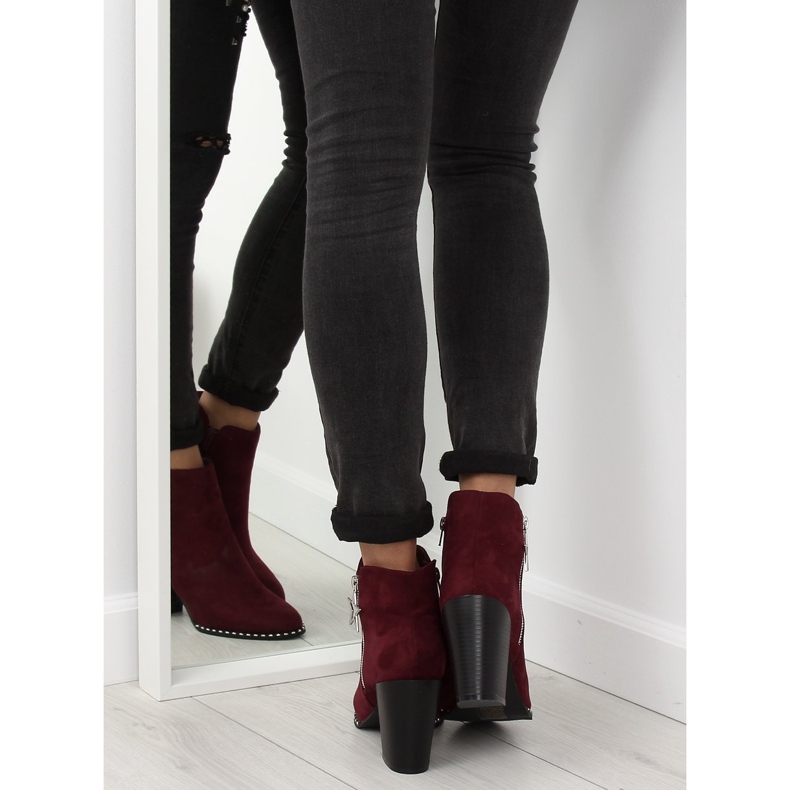 Boots on a stable heel burgundy 8576-2 Red 1