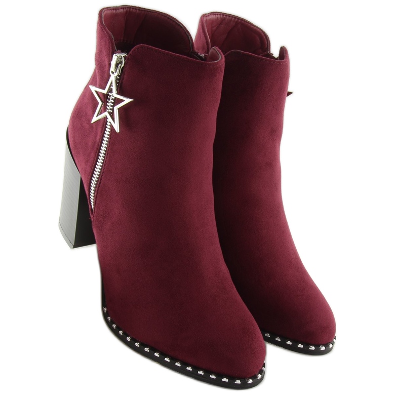 Boots on a stable heel burgundy 8576-2 Red 2