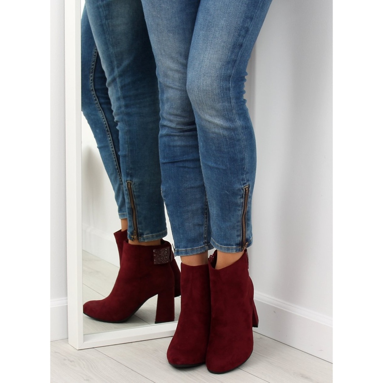 High-heeled boots Z199 Burgundy burgundy red 1