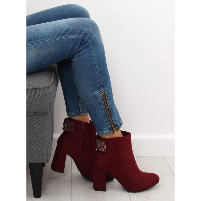 High-heeled boots Z199 Burgundy burgundy red 2
