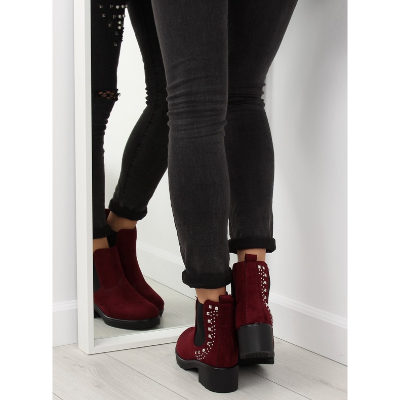 Jodhpur boots with studs maroon Z175 Burgundy red 1