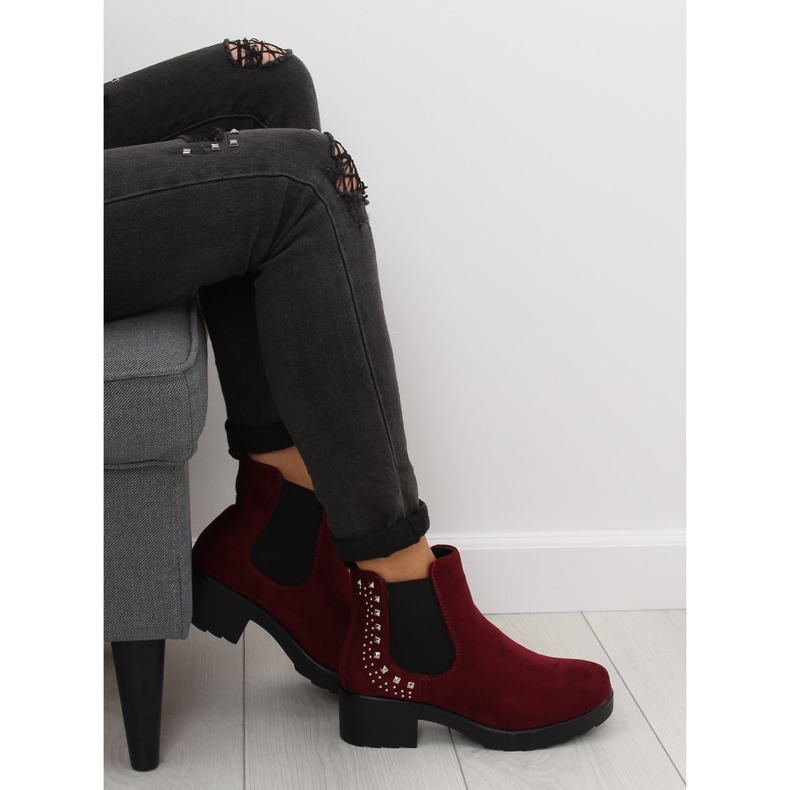 Jodhpur boots with studs maroon Z175 Burgundy red 2