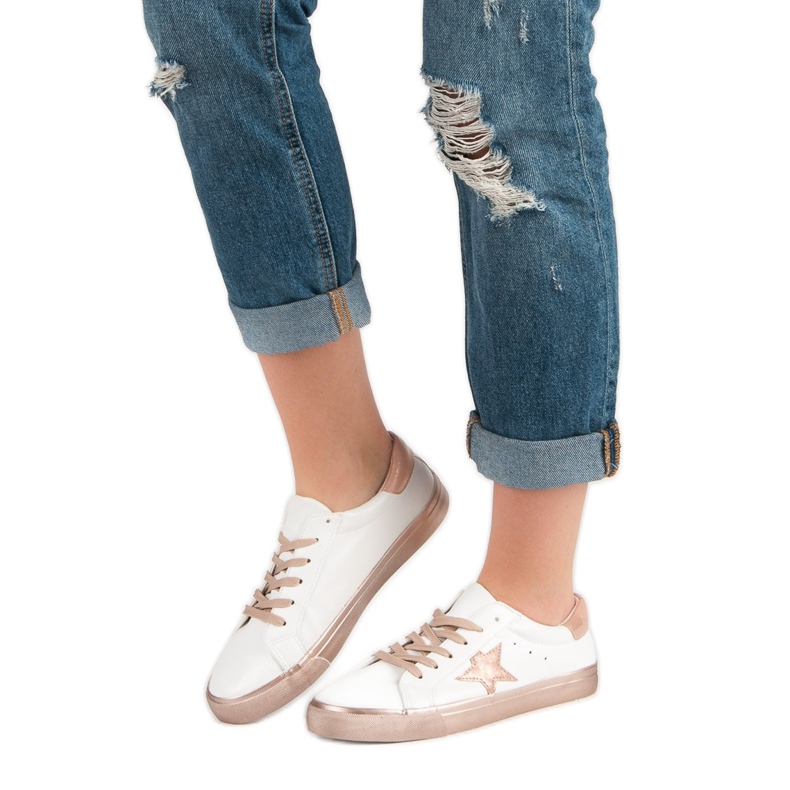 Stylish Low Sneakers white yellow 1