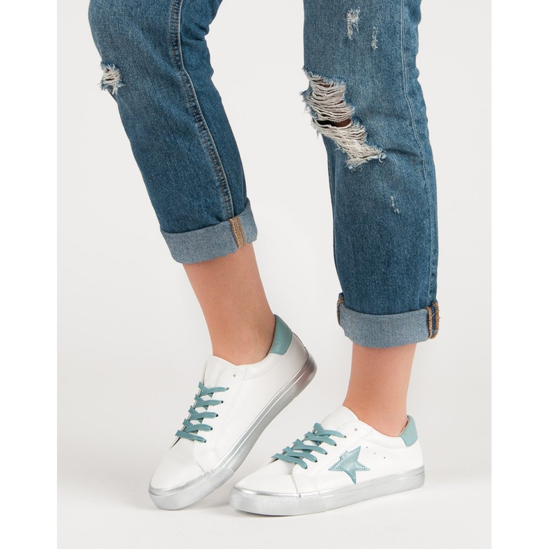 Stylish Low Sneakers white blue 2