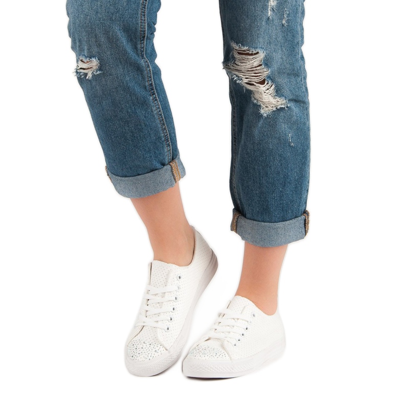 Sport White Sneakers With Crystals 2