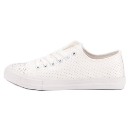 Sport White Sneakers With Crystals 1