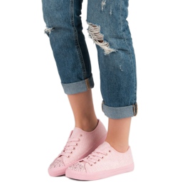 Sport Pink Sneakers With Crystals 2