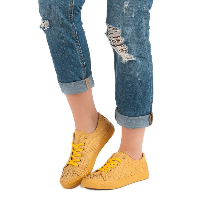 Sport Yellow Sneakers With Crystals 1