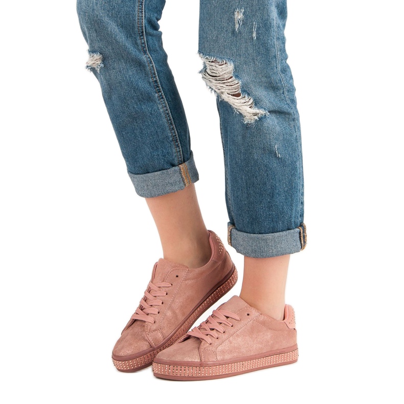 Sports shoes with crystals pink 1 Sports shoes with crystals pink 1