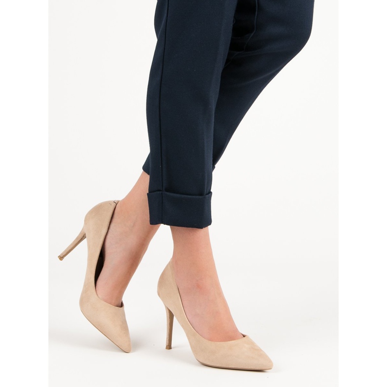 Juliet Beige Suede Heels 2