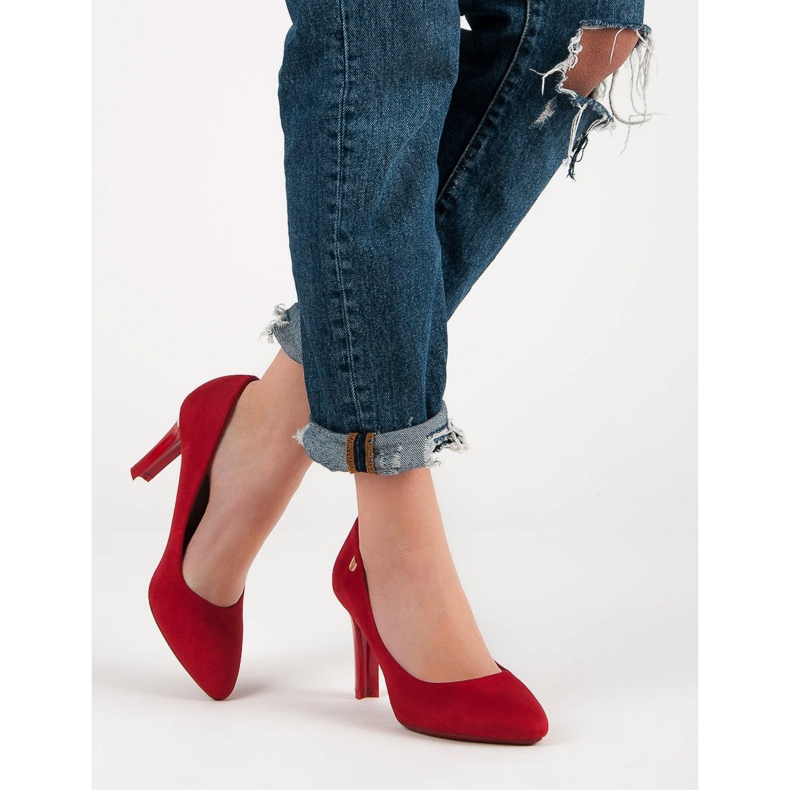 VINCEZA suede heels red 2