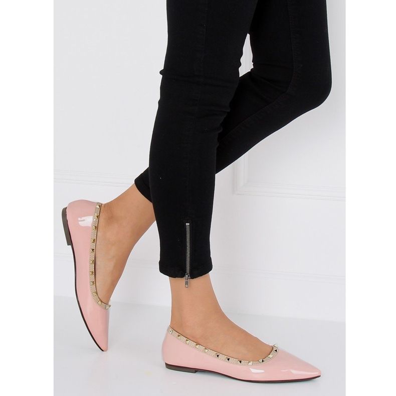 Ballerinas with pink studs 127-16 Pink 2