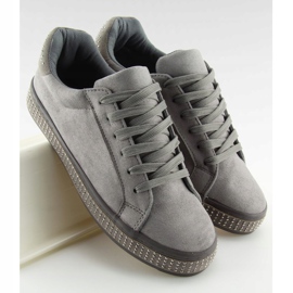 Gray BS098 Gray sneakers with stones grey 1