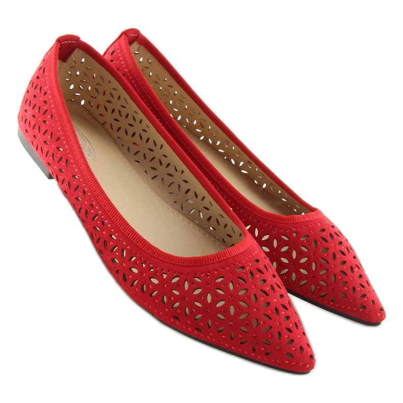 Red openwork ballerinas 127-25 Red 1