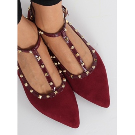 Burgundy red ballerinas 127-13 Dk Red 1