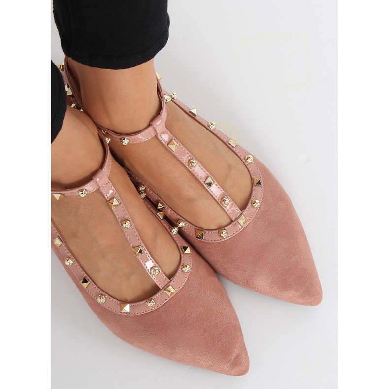 Ballerinas with pink studs 127-13 Pink 1