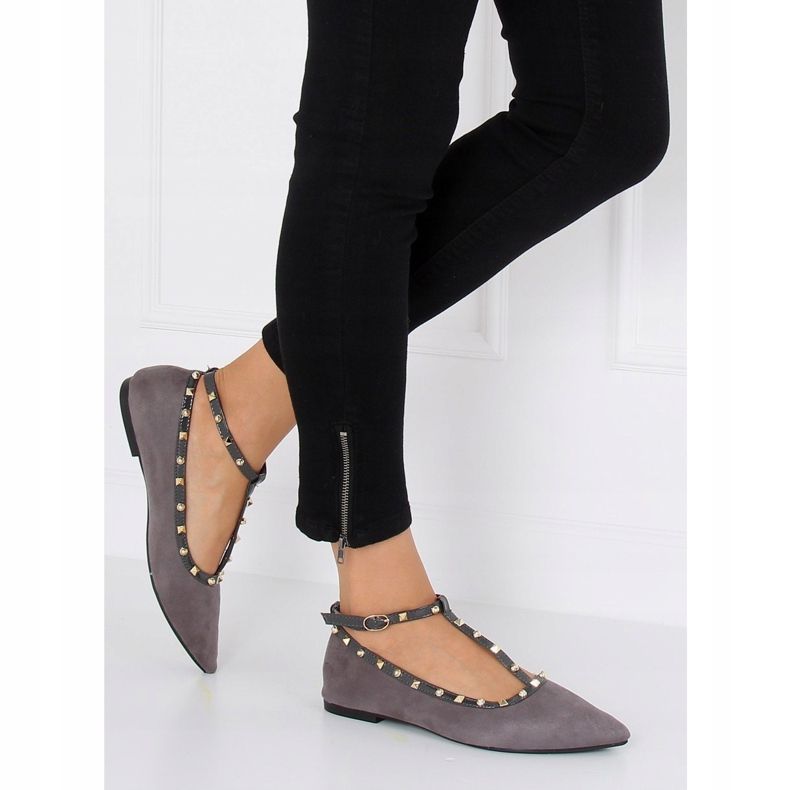 Gray heeled ballerinas 127-13 Gray grey 1
