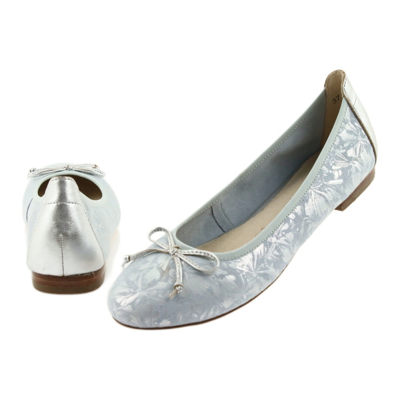 Caprice women's ballerinas 22102 blue with a bow 5