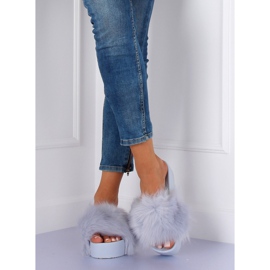 Gray CK77P Gray slippers with fur grey 1