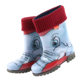 Demar children's boots, rubber boots with a sock blue grey red 4
