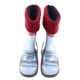 Demar children's boots, rubber boots with a sock blue grey red 3