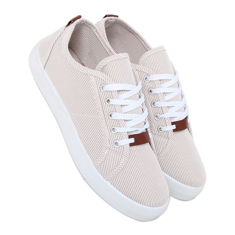 Beige striped sneakers JX70P Beige 1