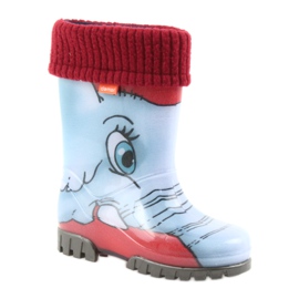 Demar children's boots, rubber boots with a sock blue grey red 1