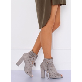 Gray open toe boots M285P Gray grey 2