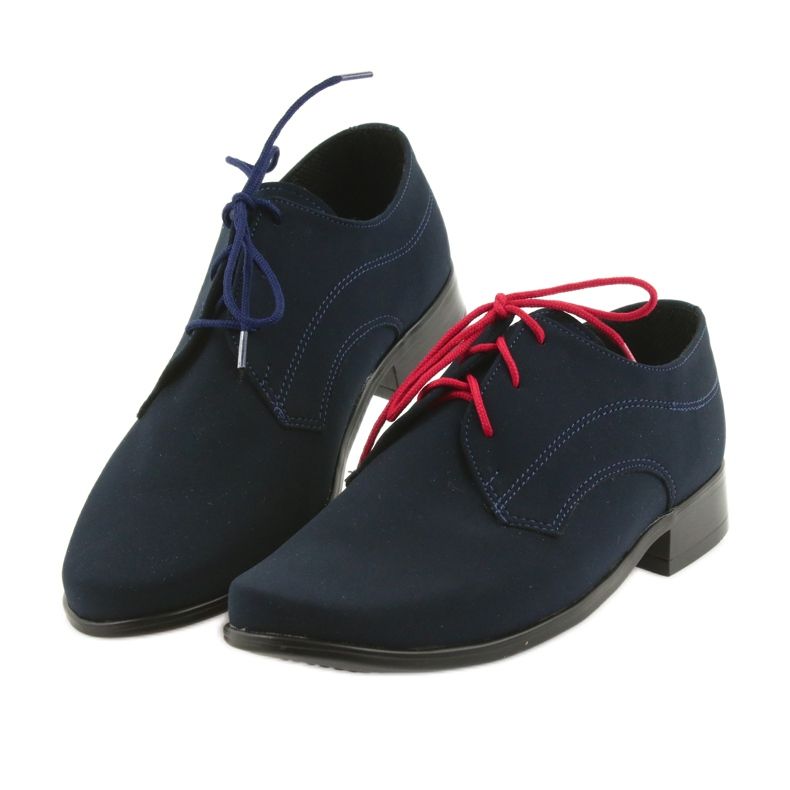Miko children's low shoes, suede First Communion shoes navy blue 4