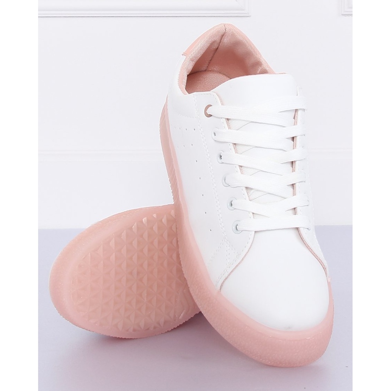 Sneakers on a high sole, white and pink LA38P Pink 2