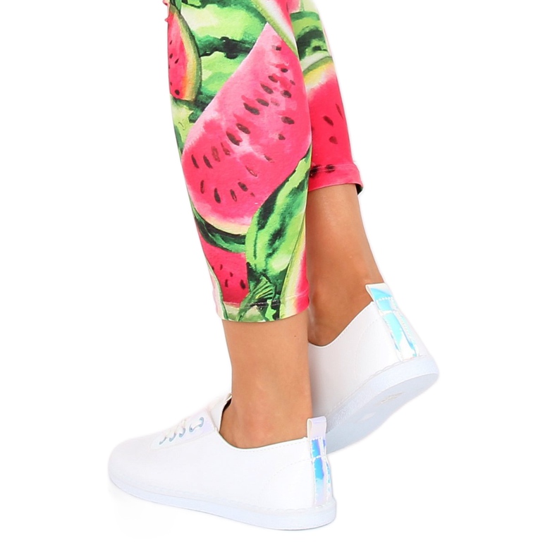 White JX71P Silvery sneakers with a hologram 1