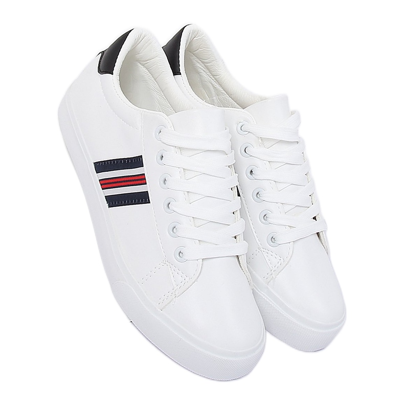Women's black and white sneakers BL158P White 2