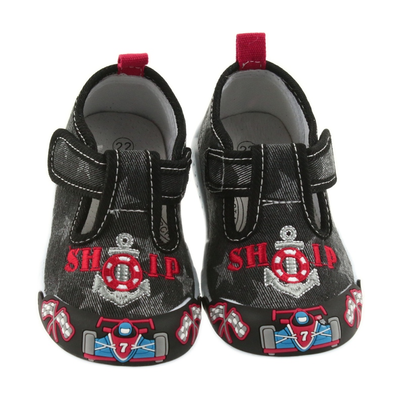 American Club black children's sneakers with Velcro 26/19 grey red 3 American Club black children's sneakers with Velcro 26/19 grey red 3