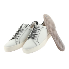 Caprice women's white/navy blue leather sneakers tied 23203 2