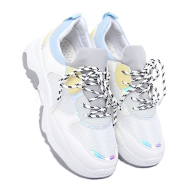White and blue sports shoes B0-63 WHITE / BLUE 1
