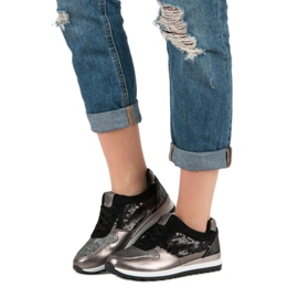 Sport Shoes With Sequins black grey yellow 2