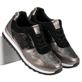 Sport Shoes With Sequins black grey yellow 1