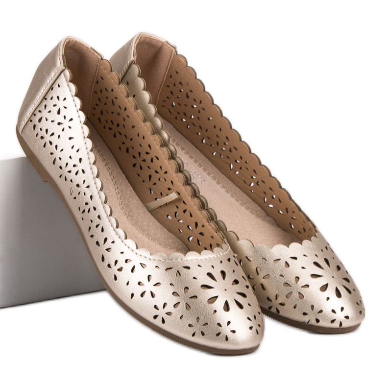 VINCEZA openwork ballerinas yellow 1