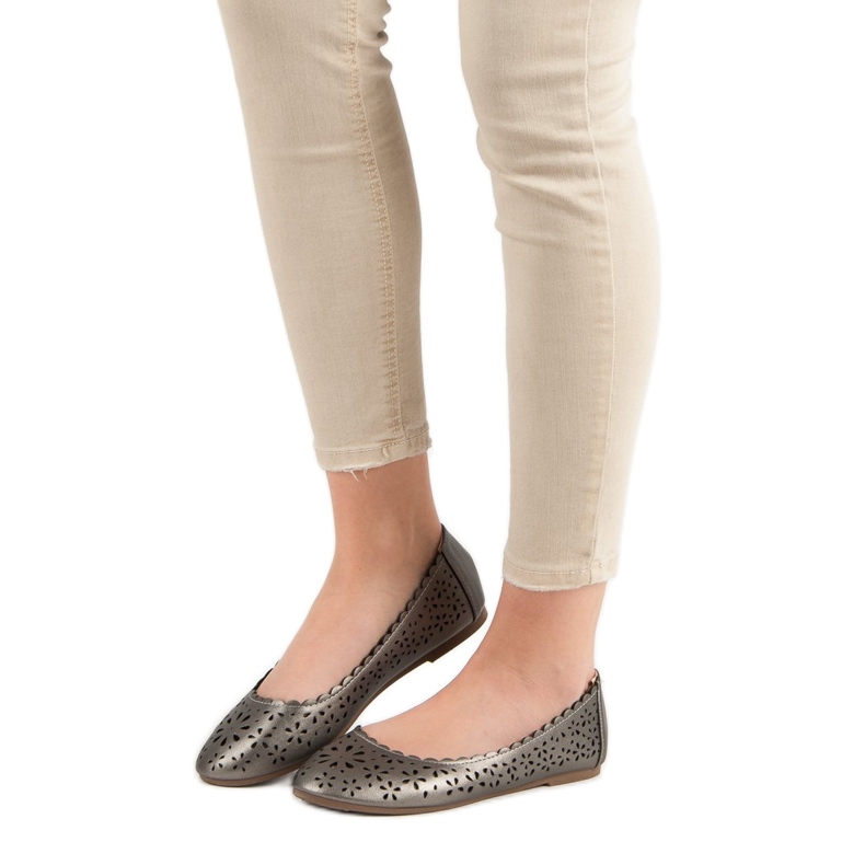 VINCEZA openwork ballerinas grey 2