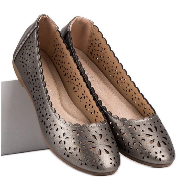 VINCEZA openwork ballerinas grey 1