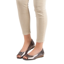 Open Toe VINCEZA ballerinas grey 2 Open Toe VINCEZA ballerinas grey 2