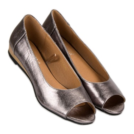 Open Toe VINCEZA ballerinas grey 1 Open Toe VINCEZA ballerinas grey 1