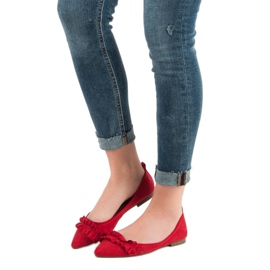 Corina Suede Ballerinas With A Frill red 1