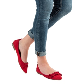 Corina Suede Ballerinas With A Frill red 2